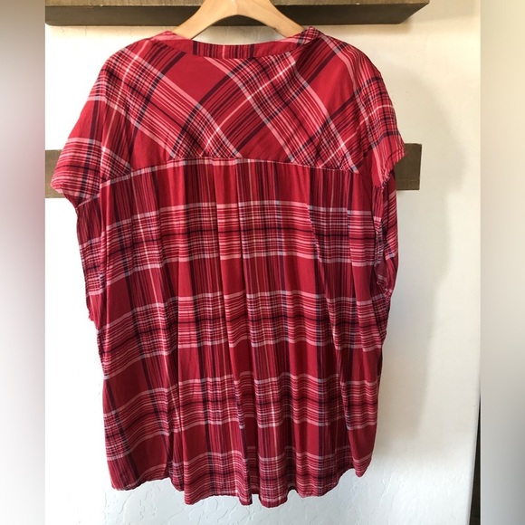 Torrid|Challis Button Front Dolman Sleeve Top in Red Plaid Pattern, Size 4X - Picture 7 of 11
